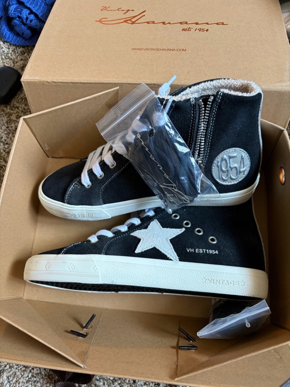 Vintage Havana Black High-Top Sneakers with White Star